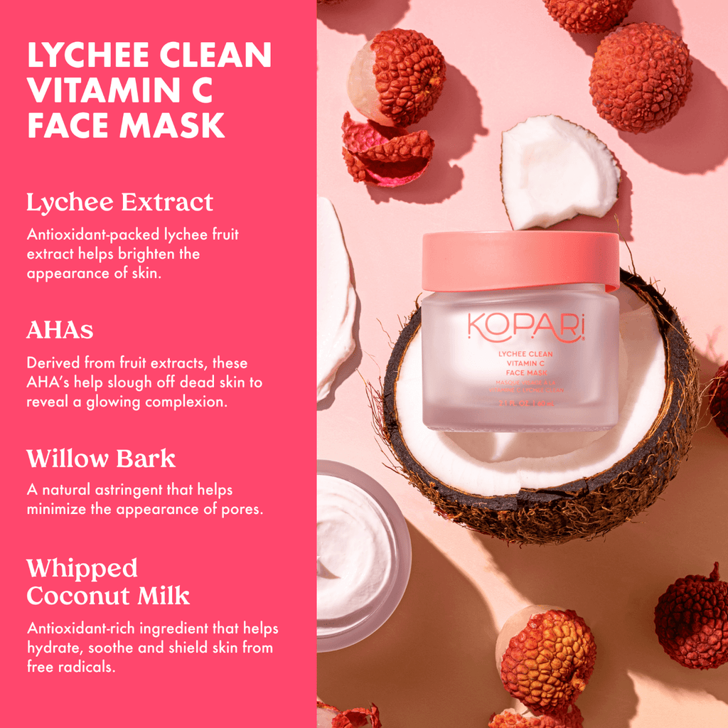 Lychee Clean Vitamin C Face Mask with Vitamin C, AHA’s & Coconut Milk